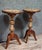 Pair of small marquetry side tables or pedestals, late 19th century. Top and stem with geometric patterns. Tripod base....
