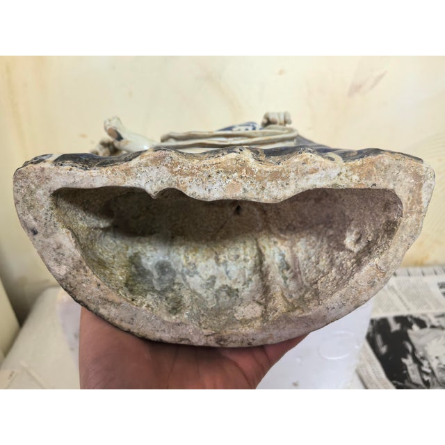 Chinese Vintage Ceramic Buddhist Sculpture,Hand Carved Blue and White Porcelain the Eighteen Arhats Statue For Sale - Image 10 of 10