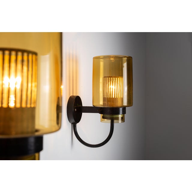 Black Black Metal Wall Lamps with Yellow Shades and Inner Diffuser, 1960s, Set of 2 For Sale - Image 8 of 15