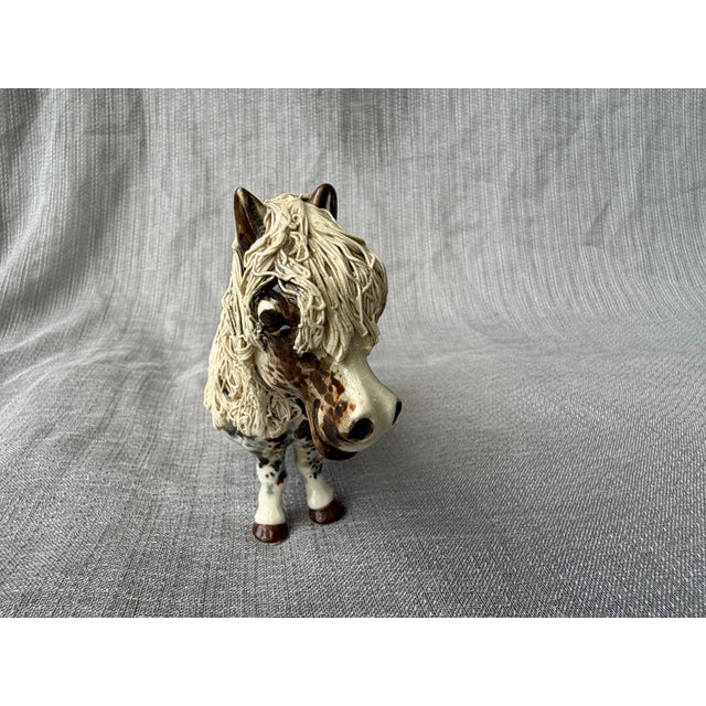 Vintage Cheval Ceramics Appaloosa Pony Figure Spaghetti Effect Mane For Sale - Image 4 of 17