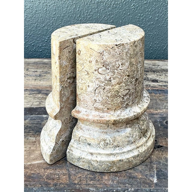 Vintage Marble Column Bookends – Set of 2 For Sale - Image 10 of 12