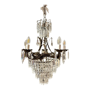 1950s Antique Crystal Empire Style Italian Chandelier