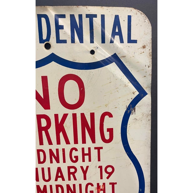 1969 "No Parking" metal street sign for the January 20, 1969 inauguration of Richard Nixon as the 46th President of the...