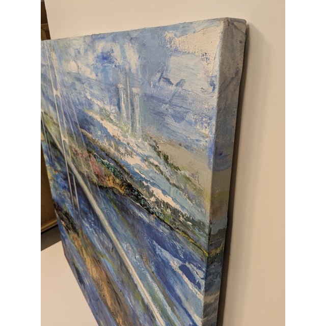 Title: Dames Point Bridge Artist: Marsha Glazière Medium: Acrylic, mixed media on canvas Dimensions: 48”W X 48”H X 1.25”D...