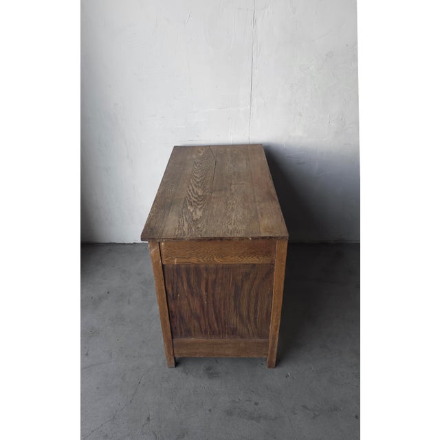 Antique Oak 4 Drawer Dresser Chest With Brass Pulls For Sale - Image 9 of 10