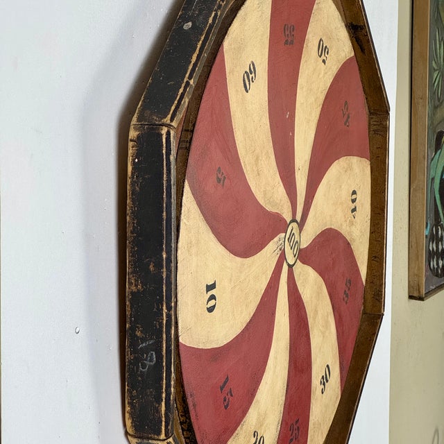 1940s Marvelous Vintage American Folk Art Penny Pitch Wood Game Board With Swirl Design For Sale - Image 5 of 13