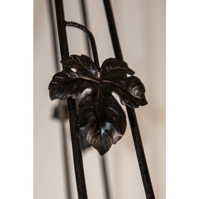 Black Art Deco Wrought Iron Ceiling Light from Muller Freres Luneville, France, 1930s For Sale - Image 8 of 11