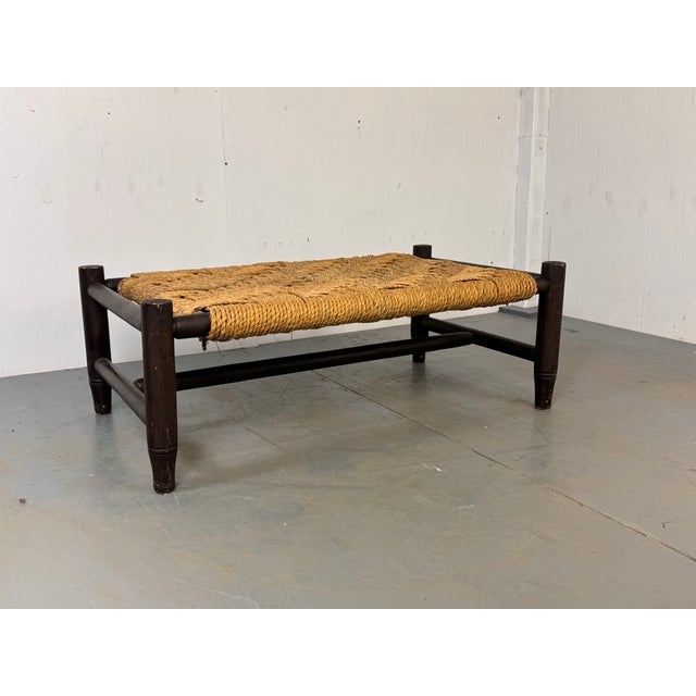 Brutalist Mid-Century Modern Wabi Sabi Rope Bench, 1960s For Sale - Image 3 of 9