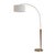 1970s Nova of California 1970s Walnut Scalloped Arc Floor Lamp - Weathered Brass, White Linen, Diffuser, Dimmer For Sale - Image 5 of 7