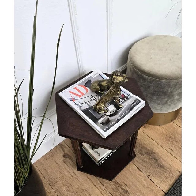 Antique Italian Hexagonal Walnut Side Table, 1890s For Sale - Image 5 of 9