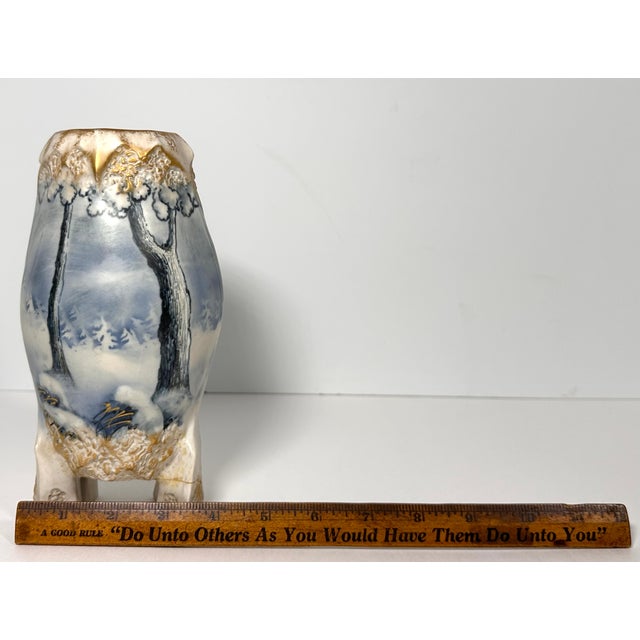 Turn-Teplitz Alexandra Porcelain Works Ernst Wahliss Winter Snow Ice Curtain Vase c.1905-1910 For Sale - Image 14 of 15