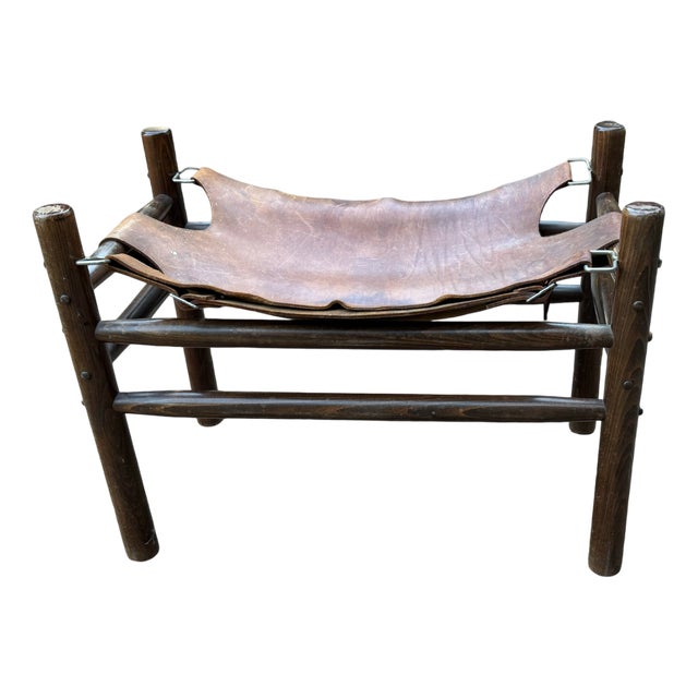 Leather Safari Stool, 1960s For Sale