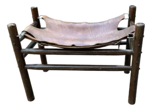 Leather Safari Stool, 1960s