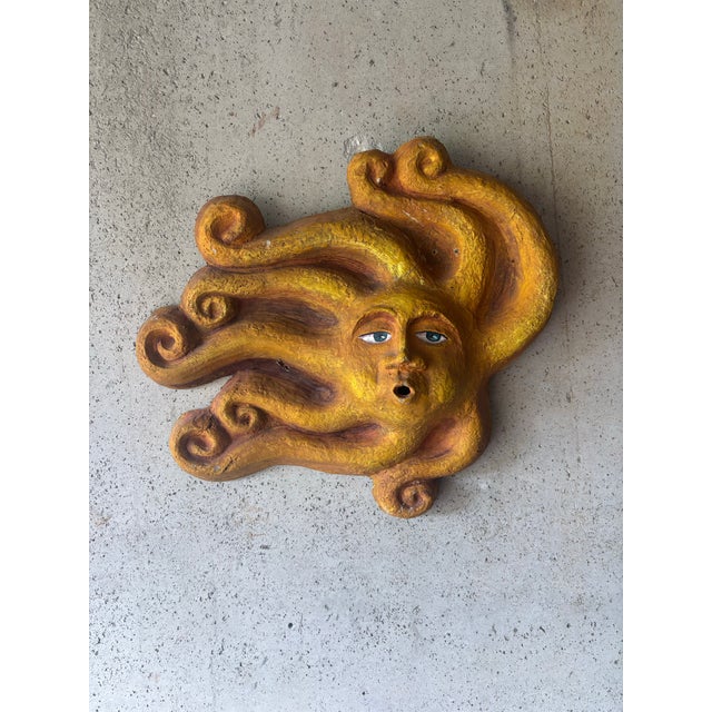Yellow Vintage 1960s Mexican Folk Art Papier-Mâché Sun Wall Sculpture For Sale - Image 8 of 8