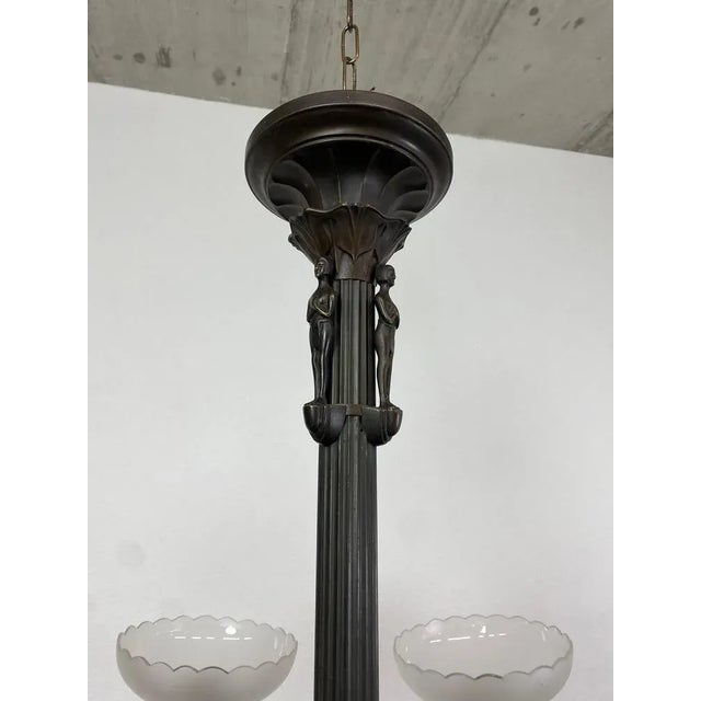 1920s Secession Bronze Chandelier, 1920s For Sale - Image 5 of 12