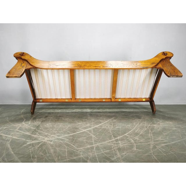 Brutalist Brutalist Oak and Bouclé 3-Seater Sofa, Former Czechoslovakia, 1970s For Sale - Image 3 of 17