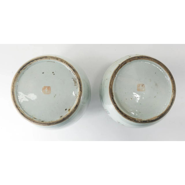 19th Century Pair of Chinese Chinoiserie Famille Rose Ginger Jars For Sale - Image 10 of 12
