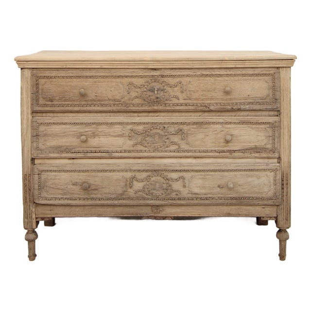 Louis XVI Chest of Drawers in Bleached Oak, Early 19th Century For Sale