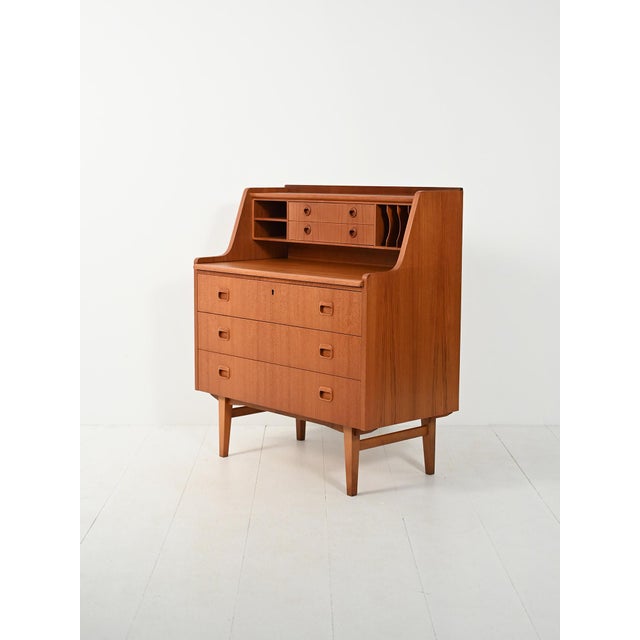 Wood Scandinavian Secretary with Pull-Out Top, 1960s For Sale - Image 7 of 11