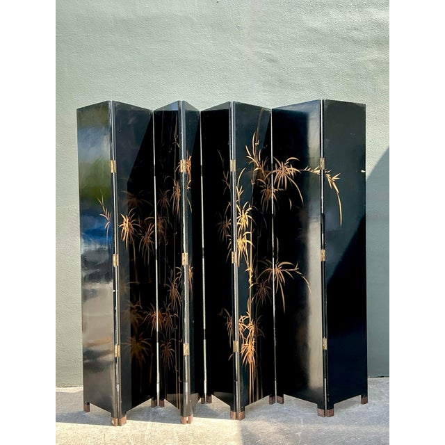 Vintage Asian 8 Panel Coromandel Screen For Sale - Image 11 of 12