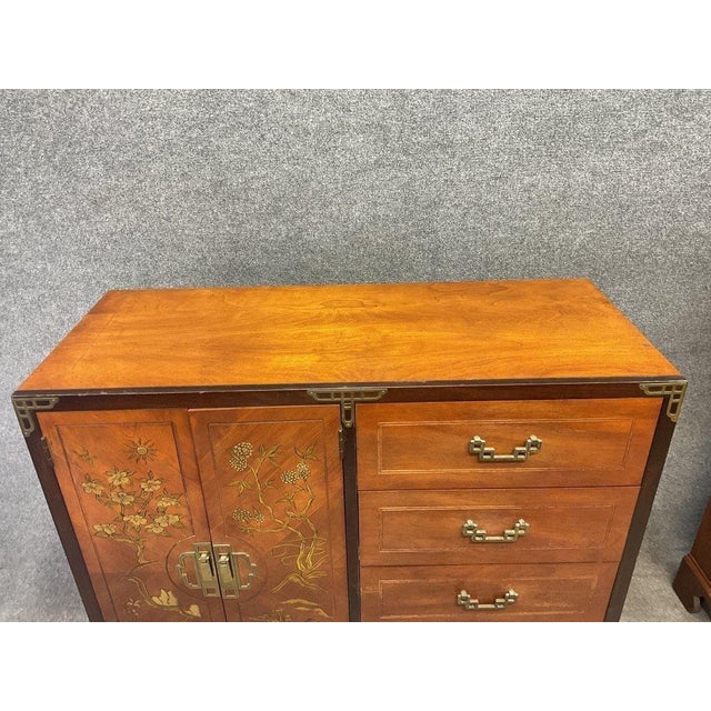 Mid 20th Century Chinoiserie Cabinet Wardrobe Highboy Tall Chest of Drawers For Sale - Image 5 of 10