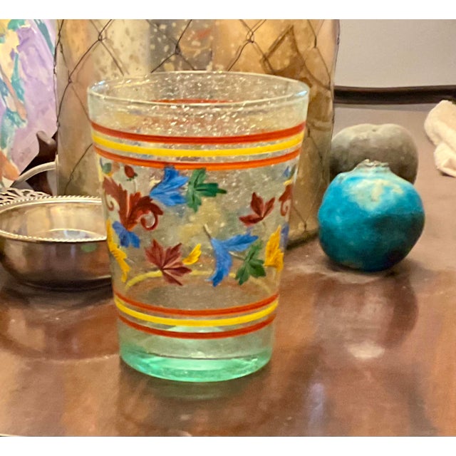 Bohemian Czech decorated glass beaker, 18th century. Hand blown and painted.