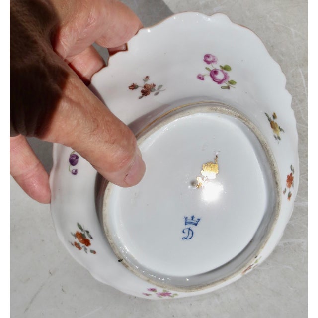 Dresden Porcelain Antique Hand-Paintd Dresden Bowl Circa 19th For Sale - Image 4 of 7