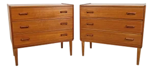 C. 1960s Carl Aage Skov for Munch Mobelfabrik Teak Three Drawer Chests - A Pair
