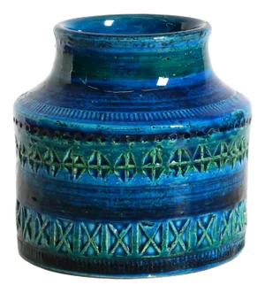 Small Rimini Blue Ceramic Vase by Aldo Londi for Bitossi, Italy, 1960s