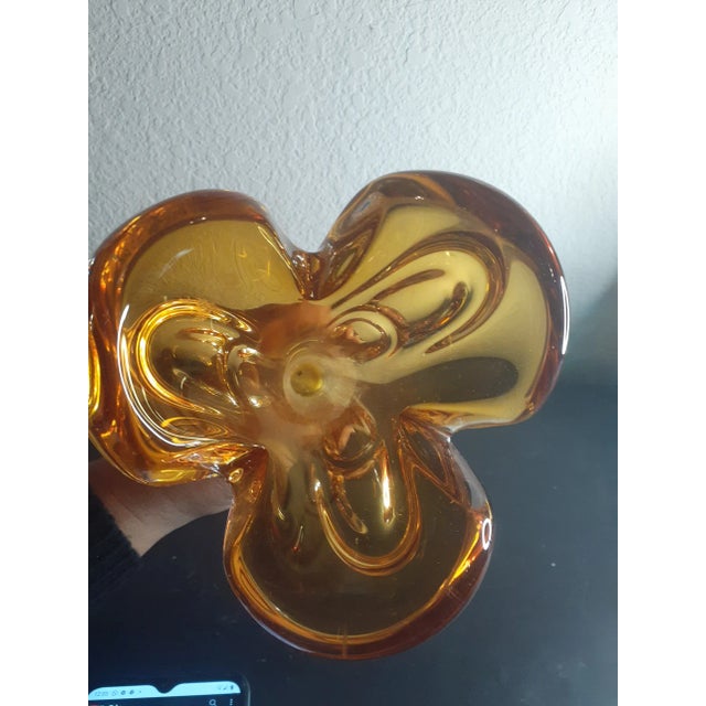 Art Deco 1960s Murano Italy Amber Glass Swung Style Vase For Sale - Image 3 of 7