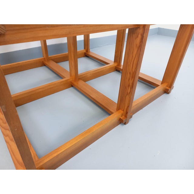Vintage Square Coffee Table in Pine and Smoked Glass, 1970s For Sale - Image 9 of 18