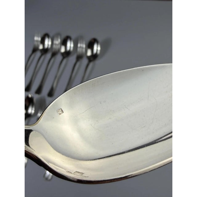 Vintage Boréal Silver Plated Cutlery Set from Christofle, 1940s, Set of 12 For Sale - Image 7 of 11