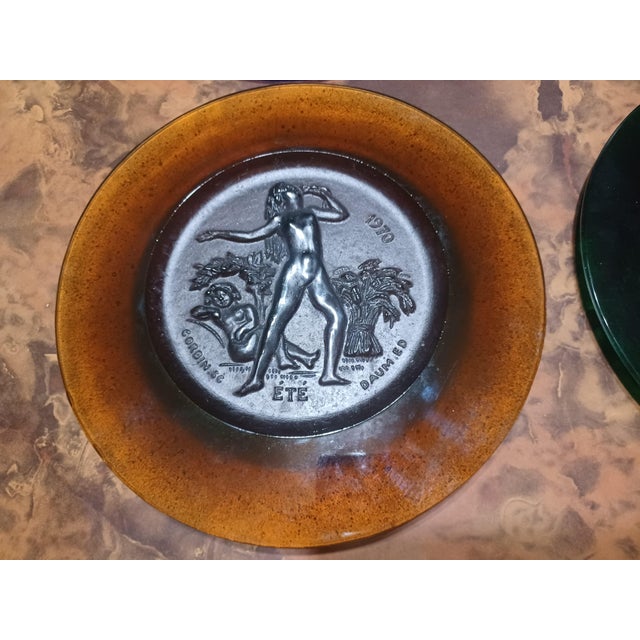 These 4 Daum Pate de Verre Four Seasons Plates from 1969-1970 are a set of stunning limited edition numbered 1286/2000...