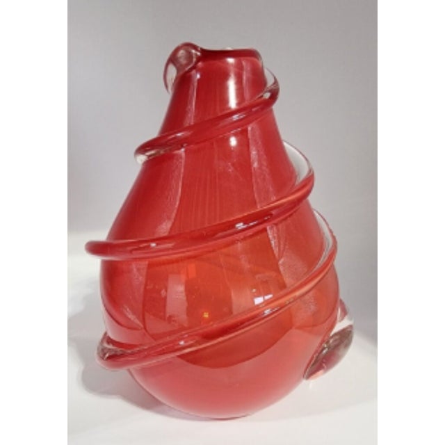 Beautiful, flawless glass vase by contemporary Nebraska artist Silas Kern, a glass artist known for both functional and...