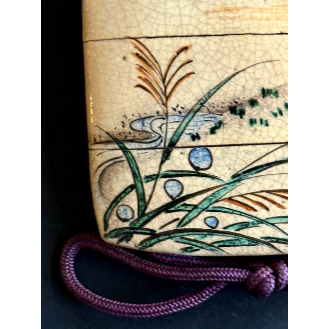 Rare Japanese Ceramic Glazed Inro with Ojime and Netsuke Ogata Kenzan Edo Period For Sale - Image 14 of 14