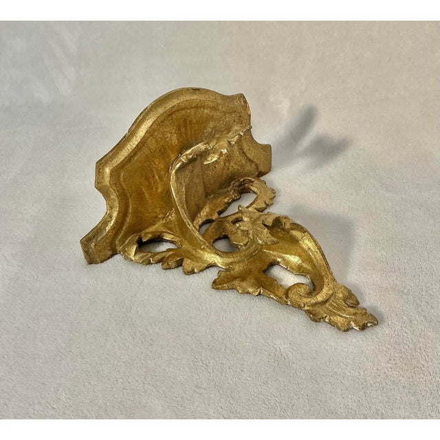 Wood Italian Gold Gilt Carved Wood Wall Shelf by Franco Tacchi, Early 20th Century For Sale - Image 7 of 11