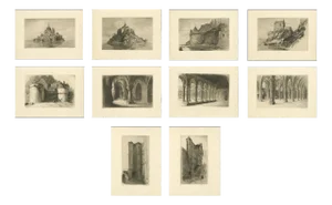 Arthur Mayeur, Mont Saint-Michel, 1926, Original Etchings, Set of 10