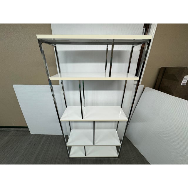 Metal Modern White + Chrome Etagere For Sale - Image 7 of 12