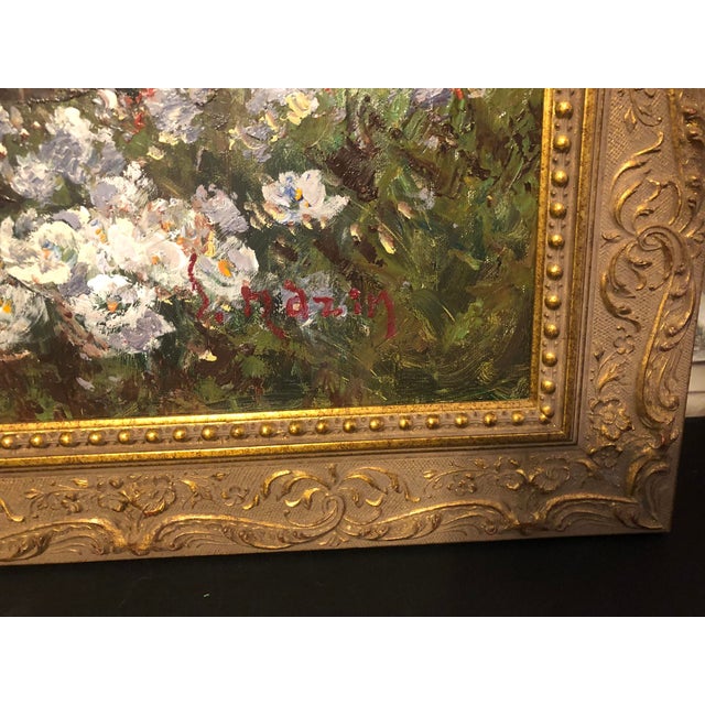 Late 20th Century Late 20th Century Large Impressionistic European Village Landscape Oil Painting in Custom Gold Frame For Sale - Image 5 of 18