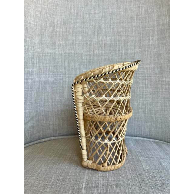 1970s Vintage Rattan Loveseat / Chair / Plant Stand / Doll Couch For Sale - Image 5 of 7