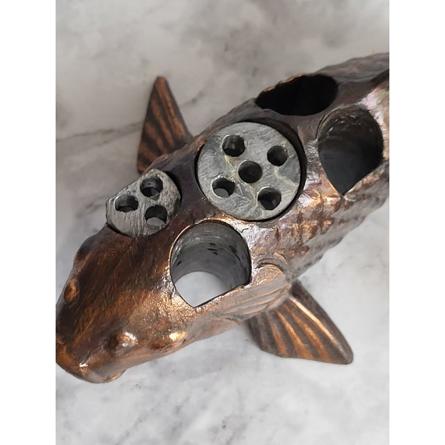 1930s Vintage Copper Koi Fish Ikebana Flower Holder For Sale - Image 5 of 12