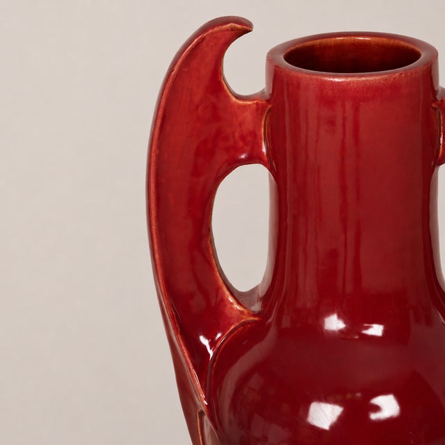 Red Art Nouveau Ceramic Vases with Oxblood Glaze, France, 1900, Set of 2 For Sale - Image 8 of 12