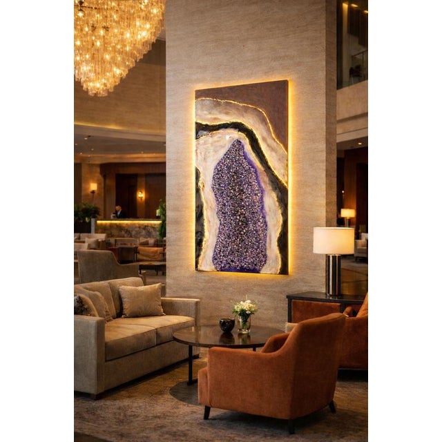 Contemporary Violet Halo Illuminated Wall Art in Amethyst and Quartz by Sev Art Gallery For Sale - Image 3 of 6