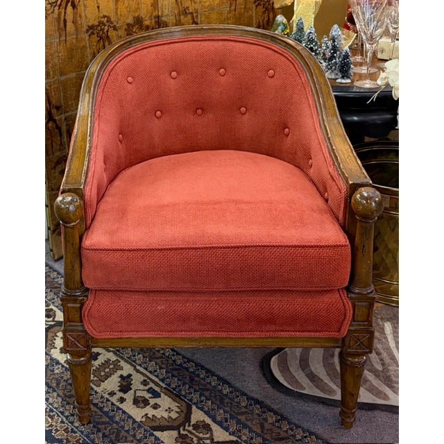 Mid-Century Modern Mid Century French Bergere Club Chair in Cranberry Upholstery For Sale - Image 3 of 8