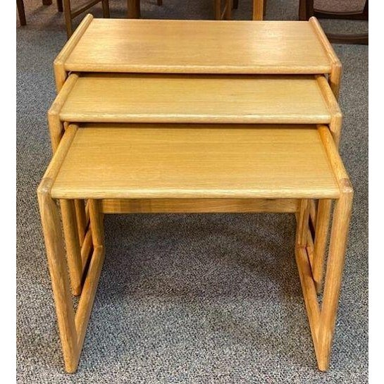 Set of Vintage Oak Nesting Tables c.1970 For Sale - Image 4 of 4