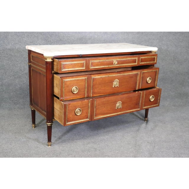 Brown 19th Century Bronze Mounted Directoire Jansen Style Marble Commode For Sale - Image 8 of 12