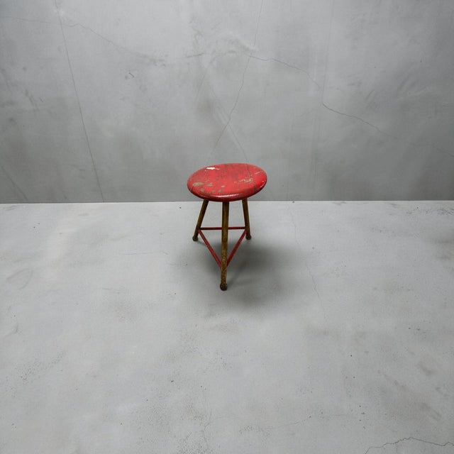 Wood Early 20th Century Brutalist Workshop Stool in Steel and Wood, Germany For Sale - Image 7 of 8