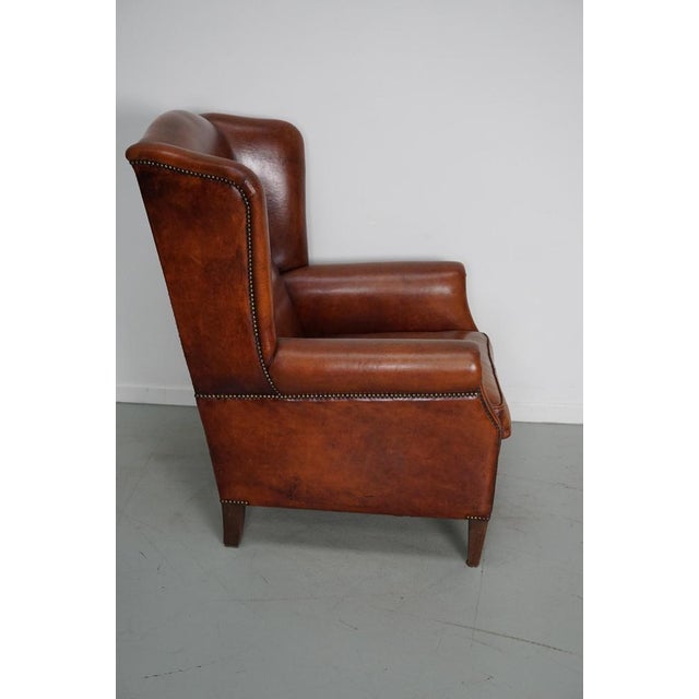 Vintage Dutch Cognac Colored Leather Club Chair For Sale - Image 10 of 17