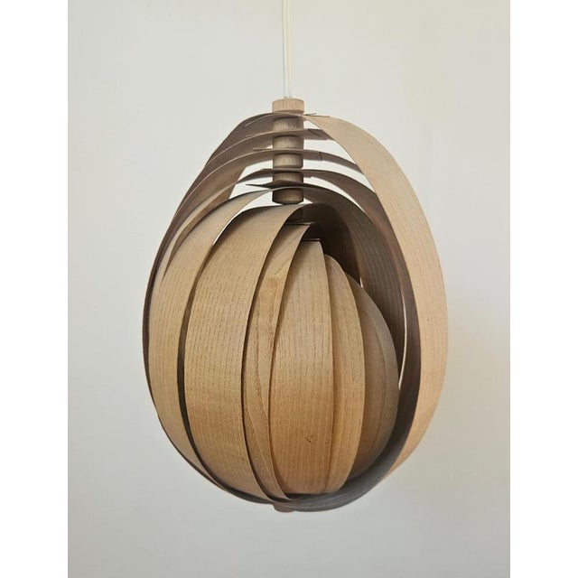 Vintage Wooden Pendant Light in the style of Hans-Agne Jakobsson, Sweden, 1960s For Sale - Image 4 of 14