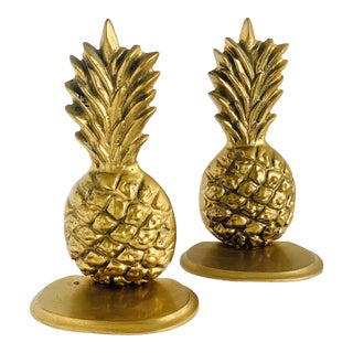 Vintage Brass Pineapple Bookends - a Pair For Sale